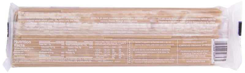 DeLallo Whole Wheat Linguine Organic Pasta, 16 Oz - Image 2